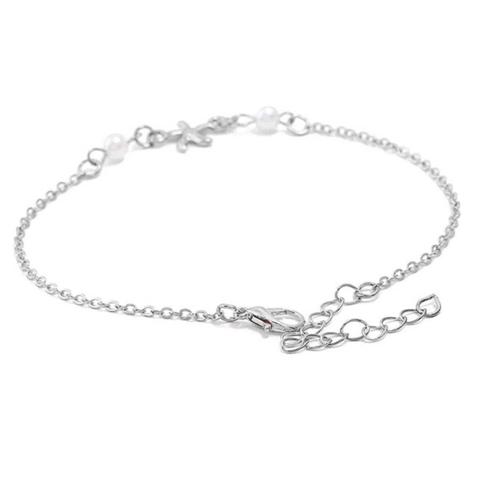 🔴𝟭𝟬/$𝟮𝟱🔴NEW Silver Pearl Star Fish Bohemian Anklet - Picture 7 of 11